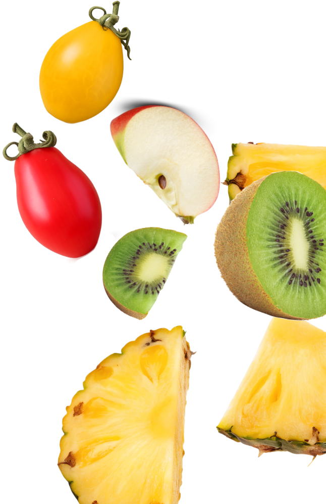 Decorazione datterini kiwi ananas mela