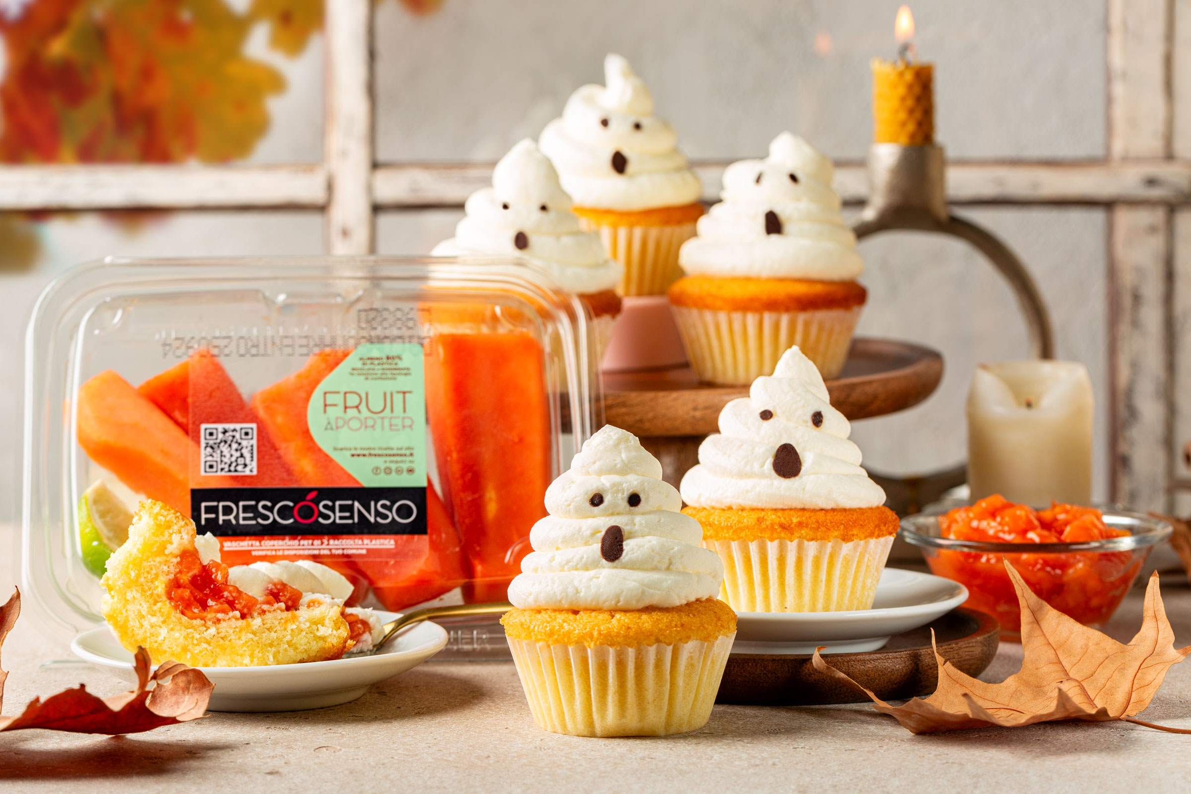 Cupcake di Halloween con papaya e lime